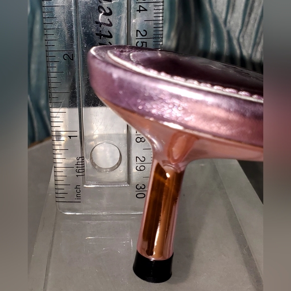 ZARA💖 PINK METALLIC AND RHINESTONE KITTEN HEEL SLIDES size Euro 40, (US 9 -9.5) - Picture 13 of 14